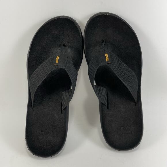 Teva Voya Canvas Flip Flops Womens Size 7 Black Sandals Beach Pool Comfort - Picture 6 of 9